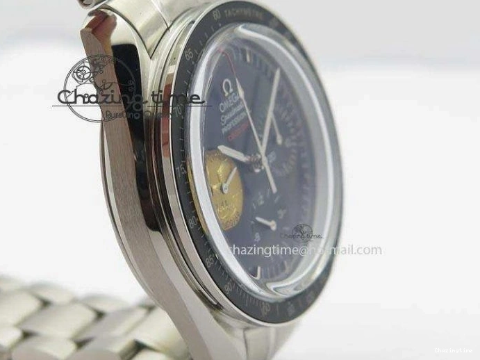 0315 Effortless Speedmaster Apollo 11 On SS Bracelet Manual Winding Chrono Movement 8225